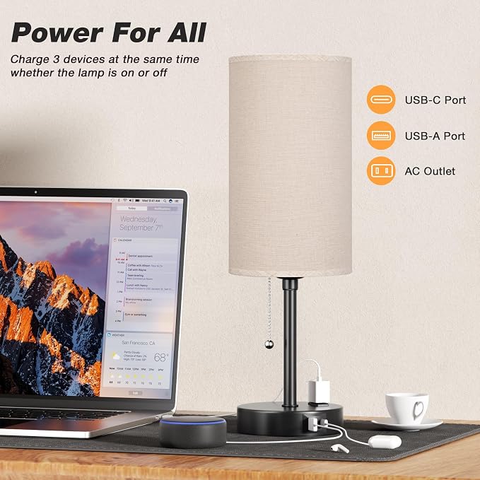 Dicoool 17Inch Tall Bedroom Lamps - Image 3