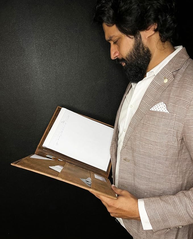 Leather Business Portfolio by Rustic Town | A4 Conference Folder Gift - Image 6