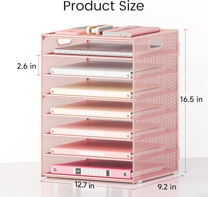 Lavatino 8-Tier Letter Tray Desk Paper Organizer, Mesh File Sorter Tray - Image 3