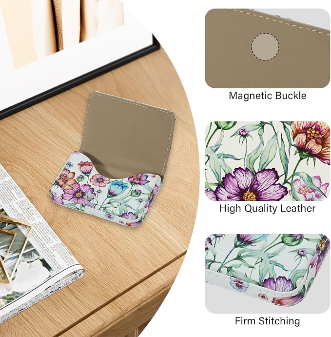 Business Card Holder，PU Leather Business Card Case Color Printing Pattern Card - Image 2