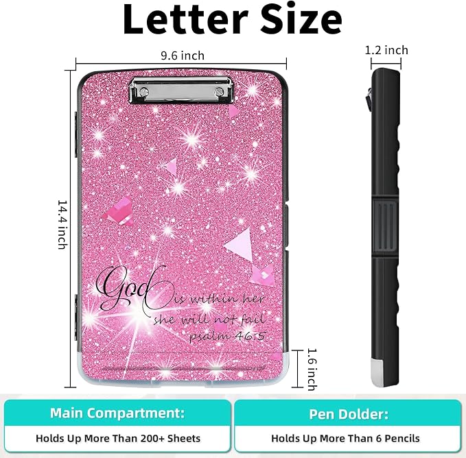 Clipboard with Storage, Pen Holder, Heavy Duty Clipboard Storage Box with Clips - Image 3