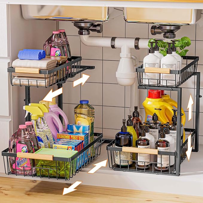 Dihmpor Under Sink Organizer and Storage, 2 Pack Slide Out Under Cabinet by Unknown