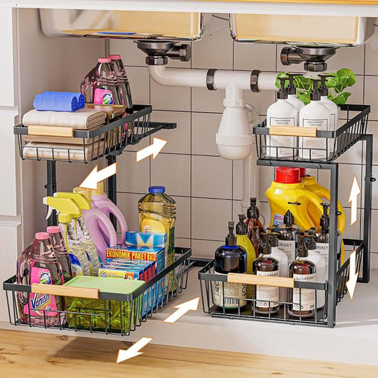Dihmpor Under Sink Organizer and Storage, 2 Pack Slide Out Under Cabinet by Unknown