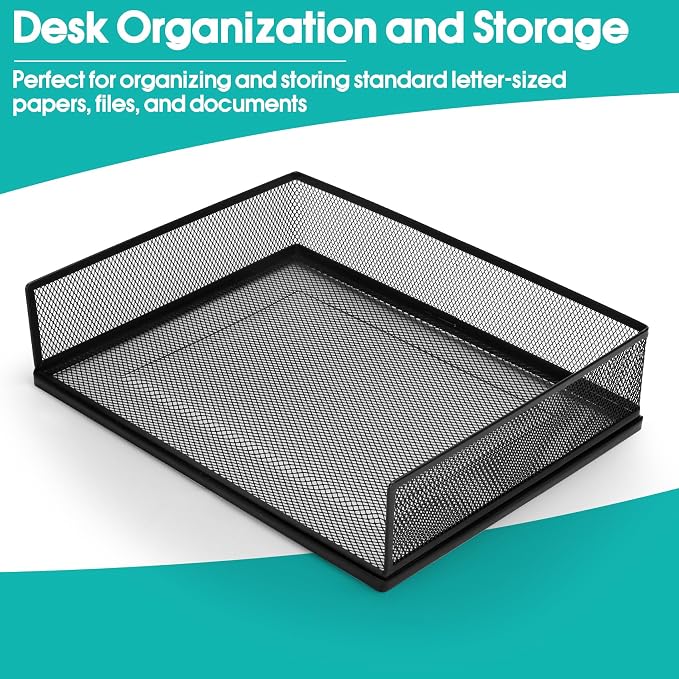 AZFUNN Wire Mesh Letter Trays Paper Tray Desk File Organizer, 2 Pack Stackable - Image 5