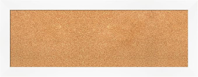 Amanti Art Natural Cork Board for Wall, 15x39 Vision Board with White Frame, Medium Corkboard Office Decor for Home Organization, Modern Corkboard Pinboard to Display Items for Home Organization in-DeskLoop Office