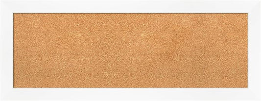 Amanti Art Natural Cork Board for Wall, 15x39 Vision Board with White Frame, Medium Corkboard Office Decor for Home Organization, Modern Corkboard Pinboard to Display Items for Home Organization in-DeskLoop Office