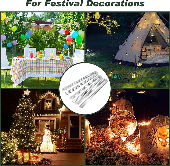 FEED GARDEN 6 Inch 50 Pack Hot-dip Galvanized Landscape Staples Plant Cover - Image 3