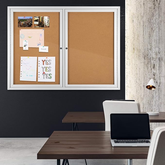 INNOVART Enclosed Bulletin Board 48”x36”, Lockable Cork Noticeboard - Image 8