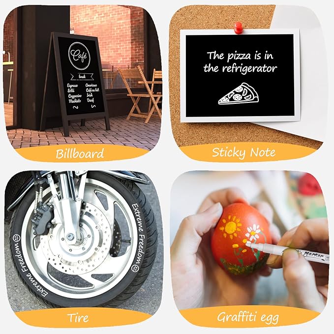 White Markers Pen, 8 Pack Paint Pens, Fine Tip Acrylic White Permanent Markers for Sketching, Drawing, Wood, Rock, Tyres, Plastic, Leather, Glass, DIY Painting-DeskLoop Office