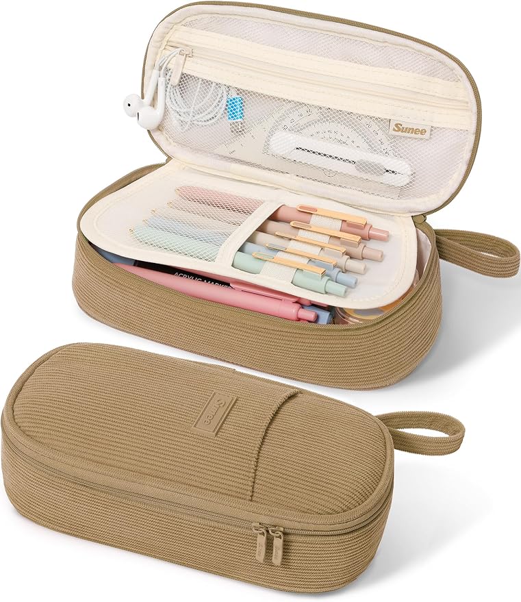 SUNEE Cute Pencil Case, Large Pencil Pouch, Soft Corduroy Fabric Big Pencil Bag by SUNEE