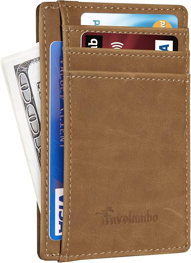 Travelambo Slim Wallet Front Pocket Minimalist Leather RFID Blocking Medium Size - Image 7