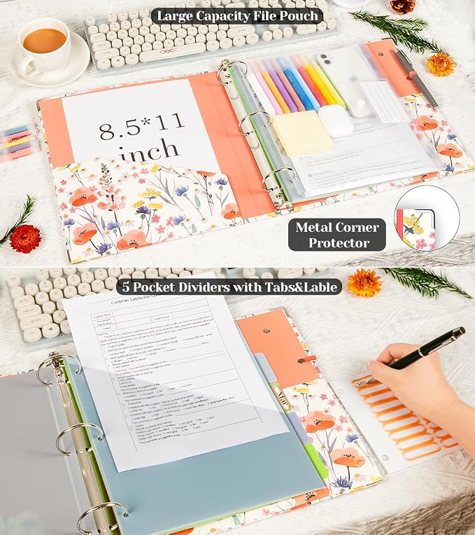 3 Ring 1 Inch Binder Organizer, KLLVE Three Ring Binders - Image 3