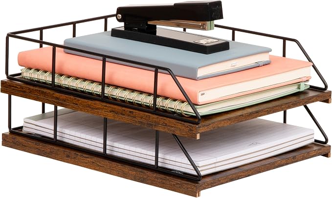 Mind Reader 2-Tier Rustic Letter Tray Organizer by MindReader