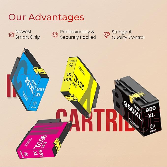 ejet 950XL and 951XL Ink Cartridges Combo Pack Compatible for HP 950 951 Ink Cartridges Combo Pack Use for OfficeJet Pro 8600 8610 8615 8620 8625 8100 8630 8660 276DW 251DW, Black Cyan Magenta Yellow-DeskLoop Office