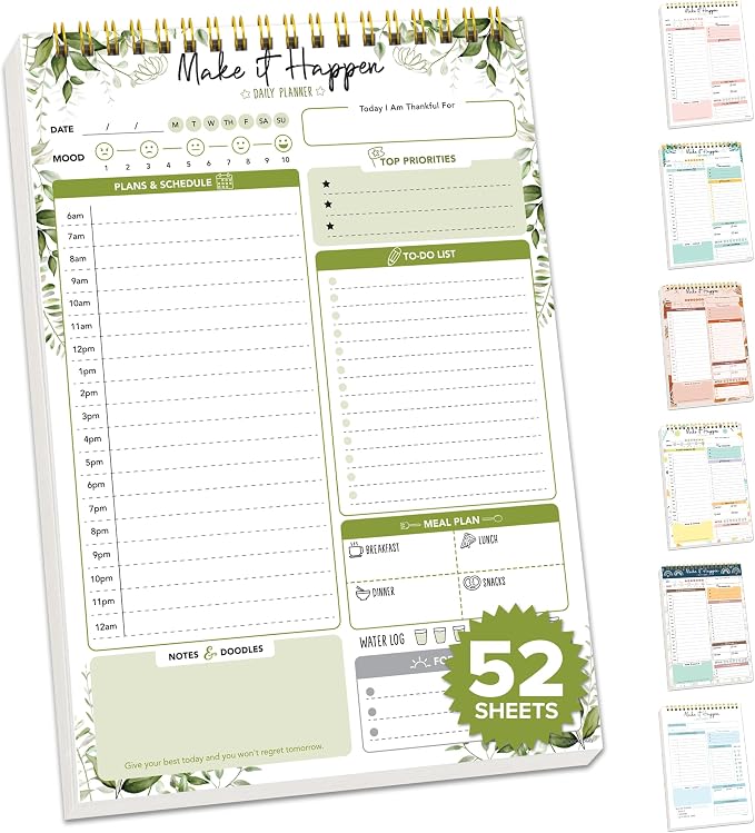 Decorably 52 Sheets Forest Green Undated Daily To Do list by Decorably