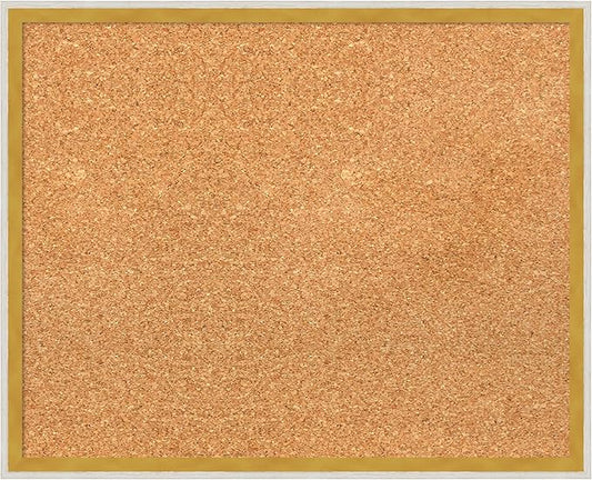 Amanti Art Natural Cork Board for Wall, 17x21 Vision Board with White Frame, Small Corkboard Office Decor for Home Organization, Modern Corkboard Pinboard to Display Items for Home Organization in-DeskLoop Office