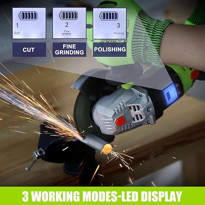 FASTPRO 20V Cordless Angle Grinder, 4-1/2 inch Cut-off Tool with Brushless Motor and 4.0 Ah Battery, Including 10PCS Flap Disc & 5PCS Cutting Wheels-DeskLoop Office