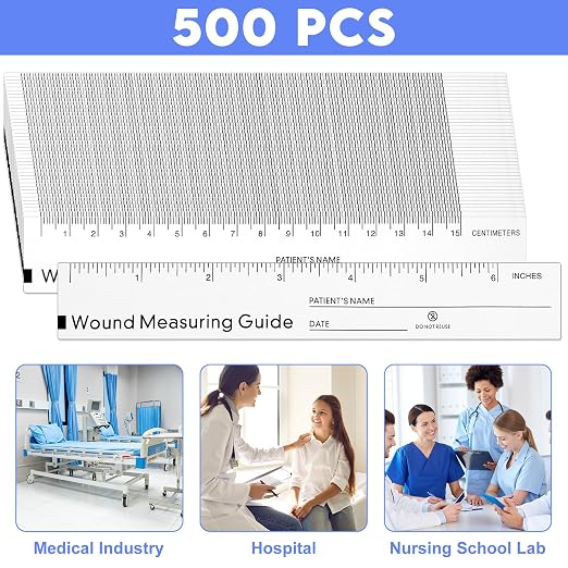 500 Pcs Wound Ruler 6 Inch Wound Measuring Tape Paper Guide Ruler Double Sided - Image 2