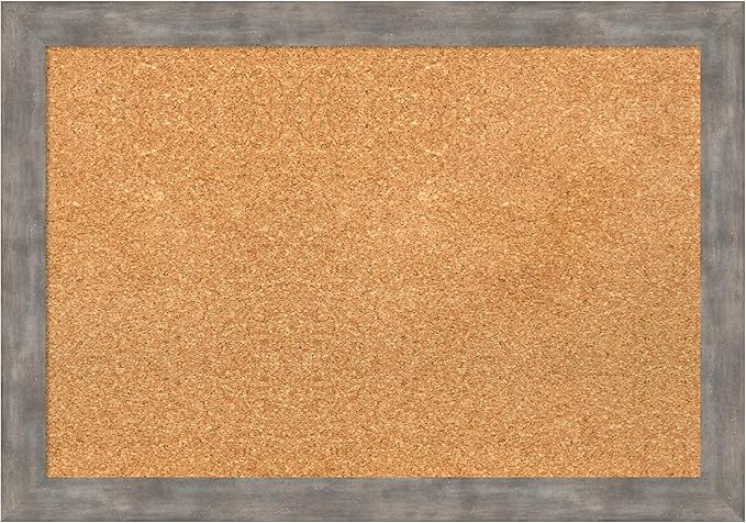 Amanti Art Natural Cork Board for Wall, 19x27 Vision Board with Silver Wood Frame, Medium Corkboard Office Decor for Home Organization, Casual Corkboard Pinboard to display items for home organization-DeskLoop Office