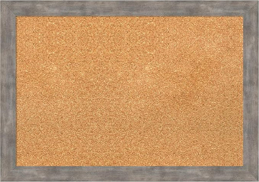 Amanti Art Natural Cork Board for Wall, 19x27 Vision Board with Silver Wood Frame, Medium Corkboard Office Decor for Home Organization, Casual Corkboard Pinboard to display items for home organization-DeskLoop Office