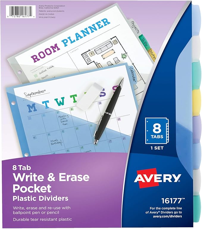 Avery Write & Erase Pocket Plastic Dividers by Avery