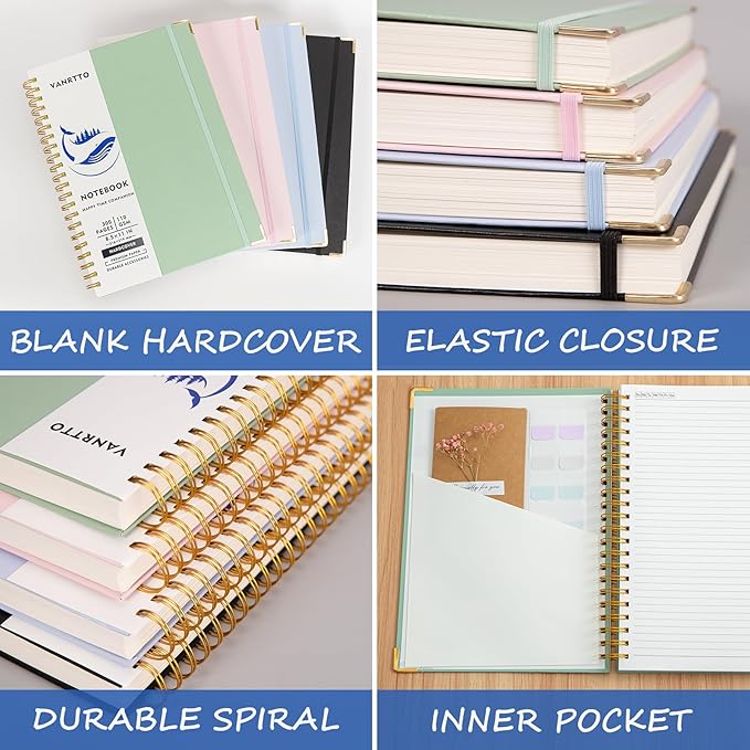 Spiral Notebook, Hardcover 8.5 x 11 IN College Ruled Notebooks, 300 Pages Notebooks for Work and School, 110 GSM Thick Papers Journals for Writing, Office Supplies for Women and Men Pink