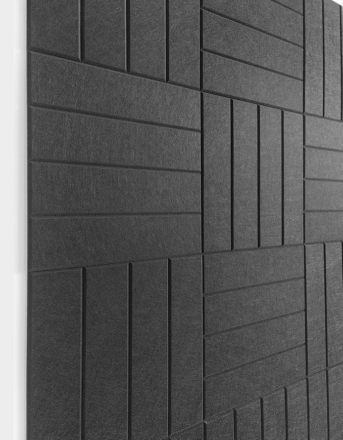 Large Cork Board Alternative - 12-Pack Felt Wall Tiles with Safe Removable Adhesive Tabs, Cork Wall Tiles Bulletin Board Home Office Essentials - Black-DeskLoop Office