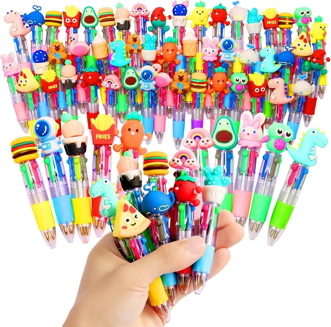 LiYiQ 50 Pcs Multicolor Pen in One Fun 4-in-1 Cute Pens Bulk Kawaii Cool by LiYiQ
