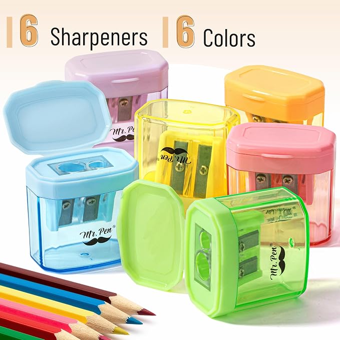 Mr. Pen- Manual Pencil Sharpener, 6 Pack, Dual Holes | Compatible - Image 2