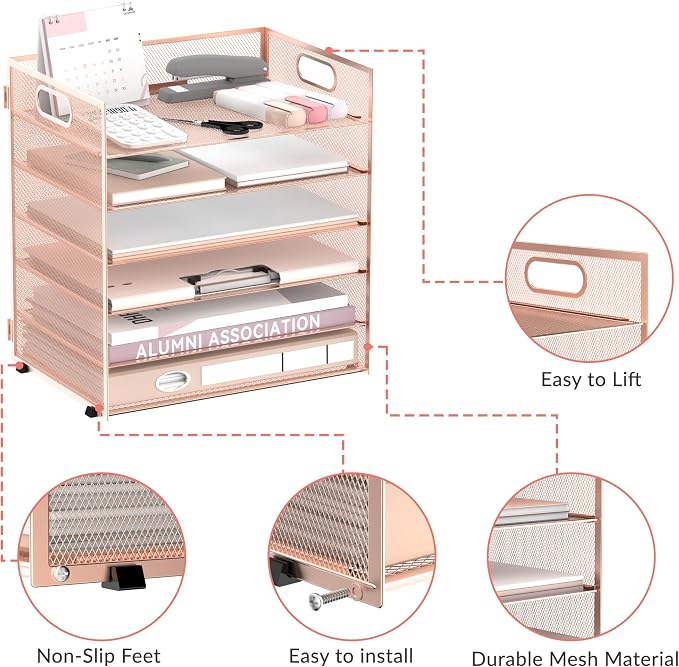 Daltack 6 Tier Paper Organizer for Desk, Paper Letter Tray Organizer for Desks - Image 4
