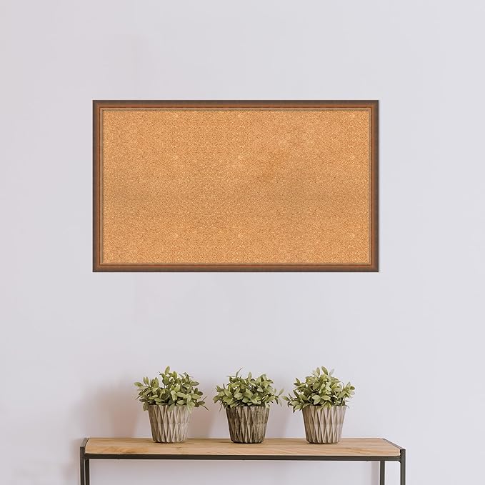Amanti Art Natural Cork Board for Wall, 24x40 Vision Board with Bronze Frame, Large Corkboard Office Decor for Home Organization, Modern Corkboard Pinboard to Display Items for Home Organization in-DeskLoop Office