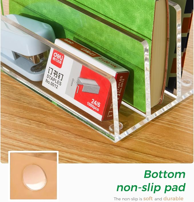 Clear Acrylic Desk Organizer – 3 Compartment Mail Holder & Letter Sorter - Image 4