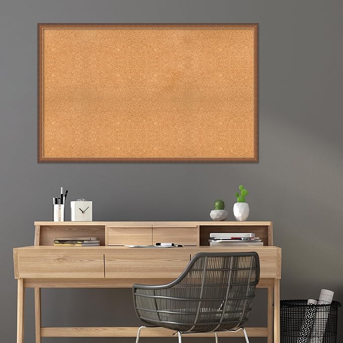 Amanti Art Natural Cork Board for Wall, 34x54 Vision Board with Bronze Frame, Oversize Corkboard Office Decor for Home Organization, Modern Corkboard Pinboard to Display Items for Home Organization-DeskLoop Office