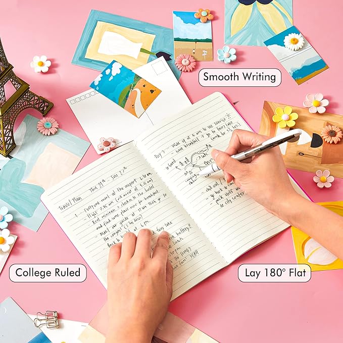 8 Pack Soft Cover Journal Bulk, Feela Notebooks College Ruled for Work, Lined Travel Journal for Women Men, Note Taking Notebook School Supplies Business Writing, 8.2” x 5.5”, A5, Berry-DeskLoop Office