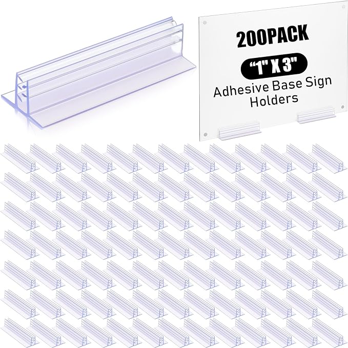Fulmoon 200 Pcs Sign Holder, Adhesive Base Sign Holders Multiple Uses by Fulmoon