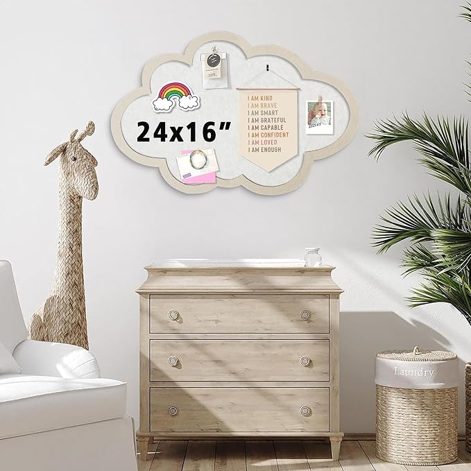 Cute Cloud Felt Board for Wall 24 x 16 Inch, Foldable Vision Board Kit - Image 4