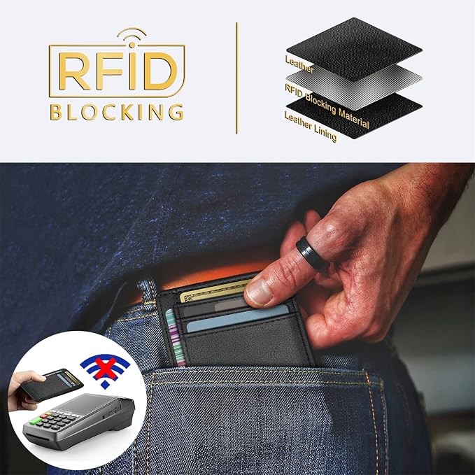 Travelambo Front Pocket Minimalist Leather Slim Wallet RFID Blocking Medium Size - Image 4