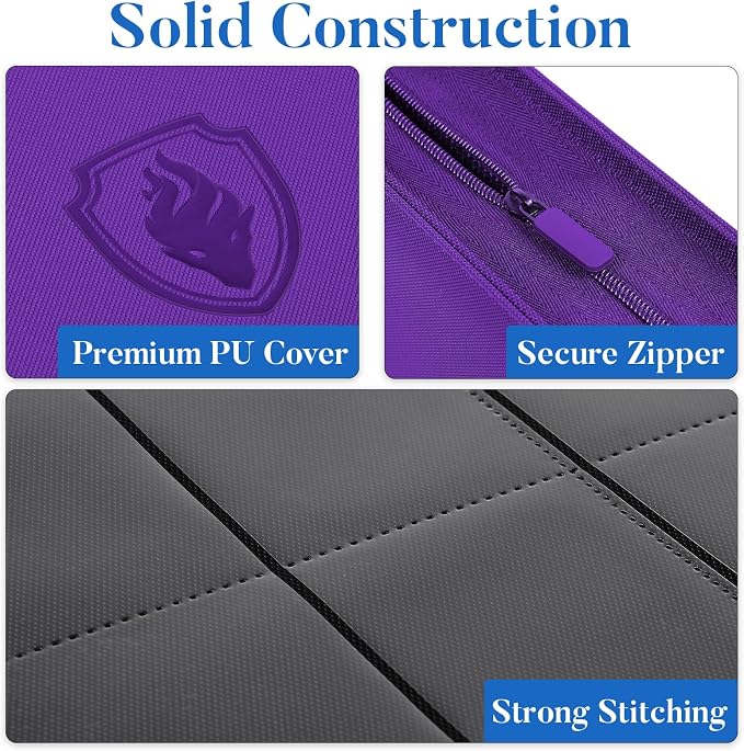 Premium Zip Card Binder, Fabmaker 9 Pocket Trading Card Binder, PU Cover Zipper - Image 2