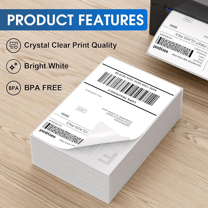 MaxGear 4" x 6" Direct Thermal Shipping Labels, 500 Fanfold, BPA-Free; - Image 2