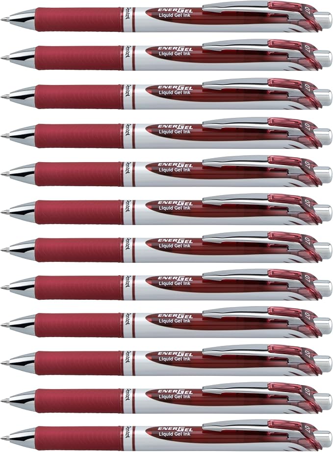 Pentel EnerGel RTX Retractable Liquid Gel Ink Pen, Medium line, Burgundy Ink by PentelofAmerica