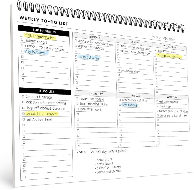 Of a Happy Kind Weekly To Do List Spiral Planner Pad by Unknown