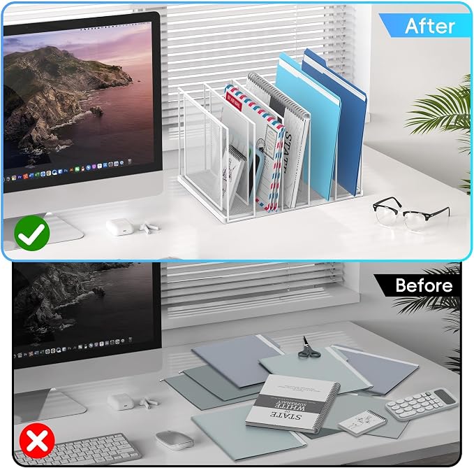 File Organizer for Desk, 5-Section Vertical File Sorter, Paper Holder Organizer - Image 6