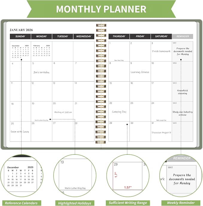 KMQOY Monthly Planner 2026-2027, 2026 Calendar 24 Months Planner, Jan 2026 - Image 3