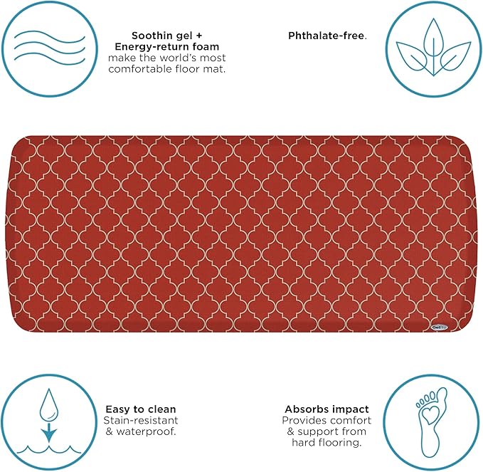 GelPro Elite Premier Anti-Fatigue Kitchen Comfort Floor Mat, 20x48", Lattice Garnet Stain Resistant Surface with therapeutic gel and energy-return foam for health & wellness-DeskLoop Office
