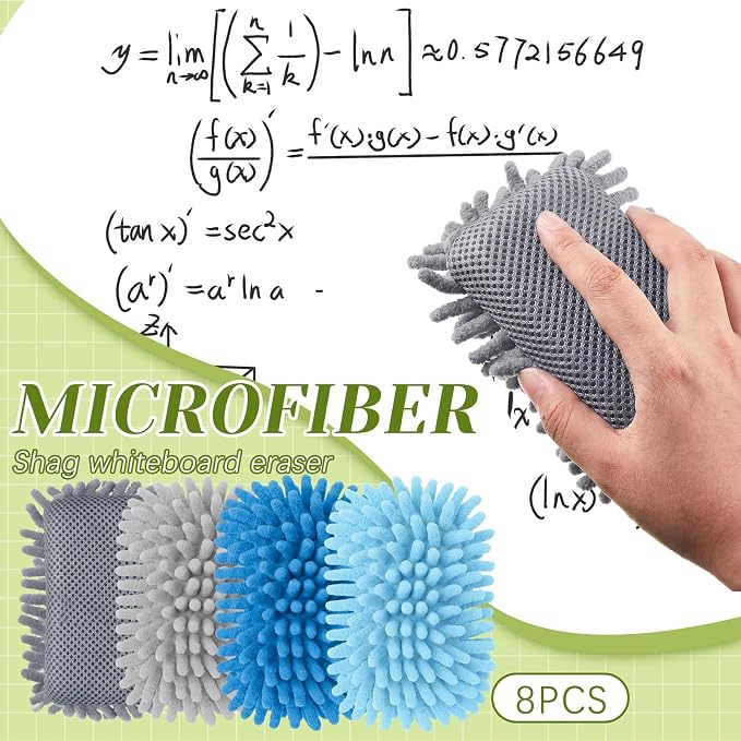 Zonon 8 Pieces Dry Erase Eraser Microfiber Shag Washable Whiteboard Eraser - Image 2