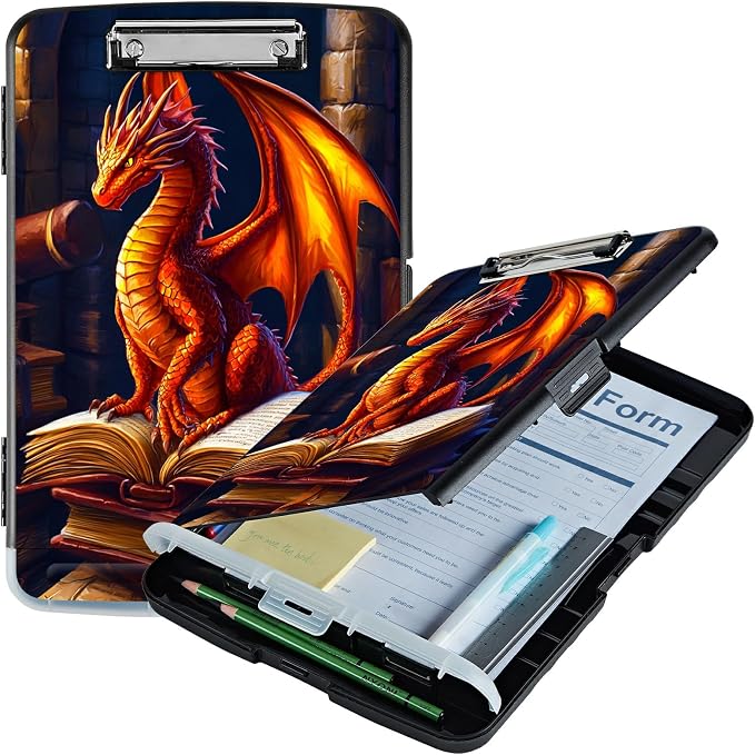 Book Dragon A4 Clipboard with Storage Pen Holder, Clipboards Organizer Nursing by Unknown