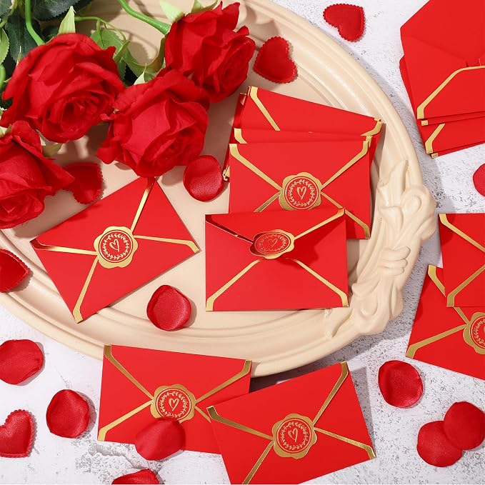 JarThenaAMCS 50Pcs Valentine's Day Red Mini Gift Card Envelopes Bulk Greeting - Image 3