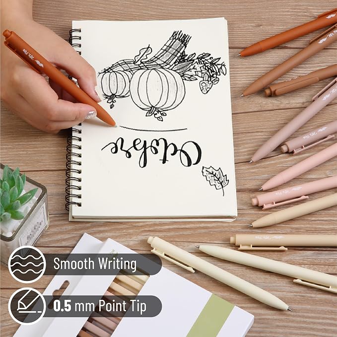 Mr. Pen- Retractable Gel Pens, 12 Pack, Natural Colors Barrels | Fine Point - Image 3