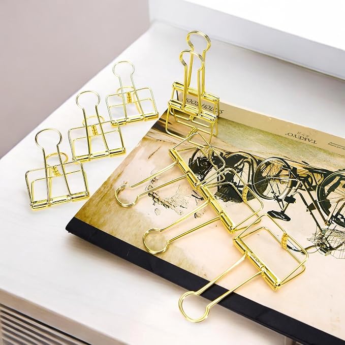 12 Pcs Gold Wire Binder Clips 2 inch Large Hollow Out Long Tail Binder Clips - Image 8