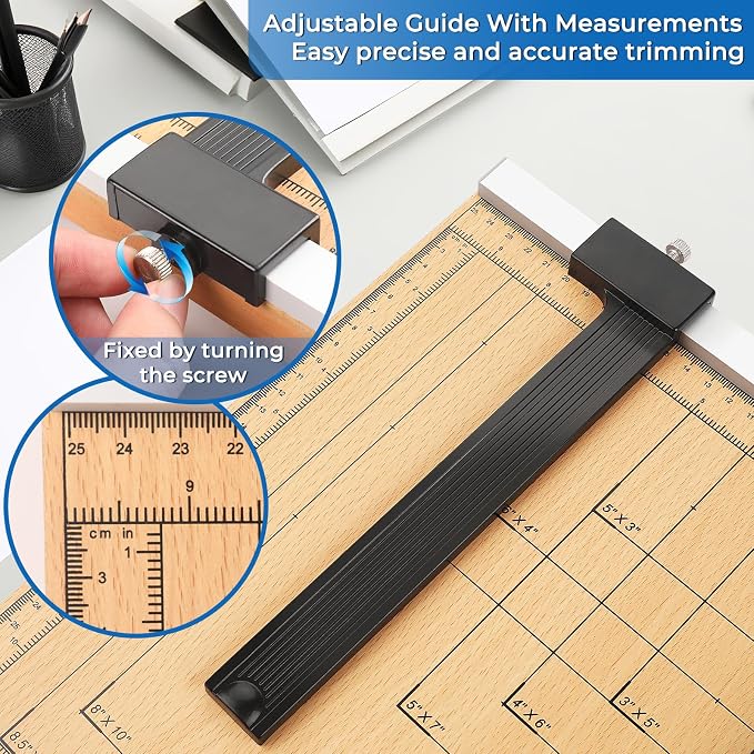 MROCO Heavy Duty Guillotine Paper Cutter & Paper Trimmer, Adjustable Guide - Image 4